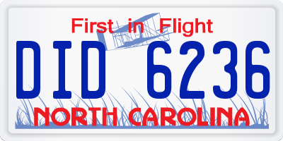 NC license plate DID6236