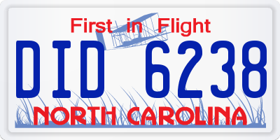 NC license plate DID6238