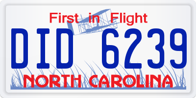 NC license plate DID6239