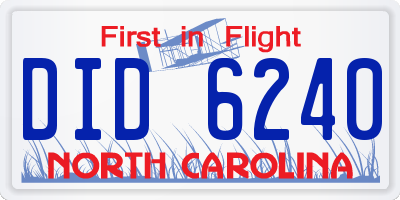 NC license plate DID6240