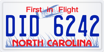 NC license plate DID6242