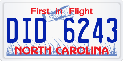 NC license plate DID6243