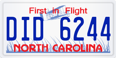 NC license plate DID6244
