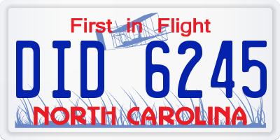 NC license plate DID6245