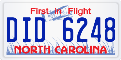 NC license plate DID6248