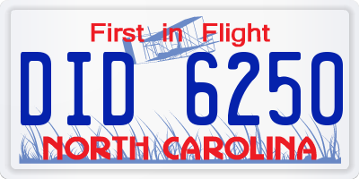 NC license plate DID6250