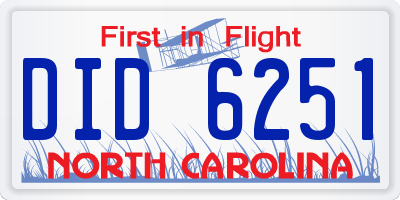 NC license plate DID6251