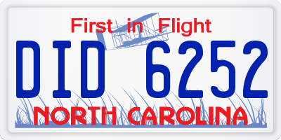 NC license plate DID6252