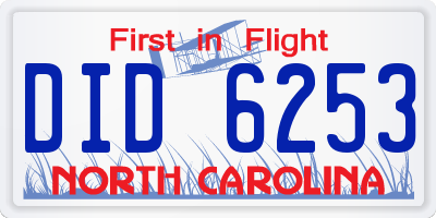 NC license plate DID6253