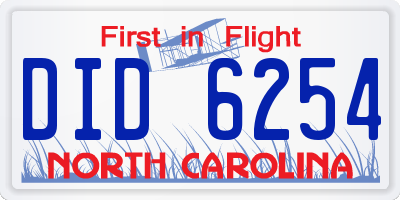 NC license plate DID6254