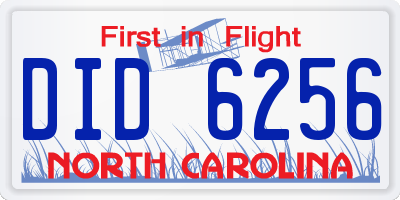 NC license plate DID6256