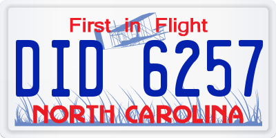 NC license plate DID6257