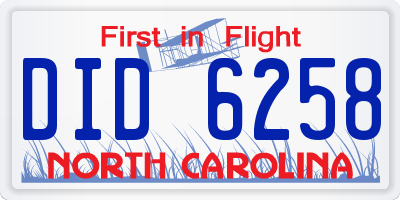 NC license plate DID6258