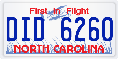 NC license plate DID6260