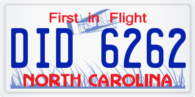 NC license plate DID6262