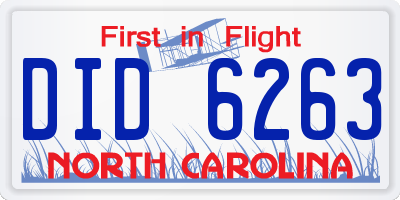 NC license plate DID6263