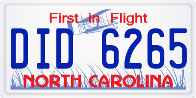 NC license plate DID6265