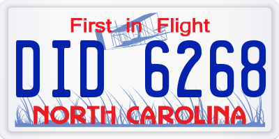 NC license plate DID6268