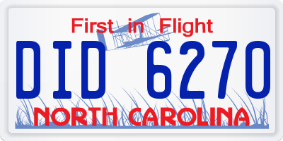 NC license plate DID6270
