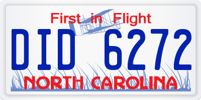 NC license plate DID6272