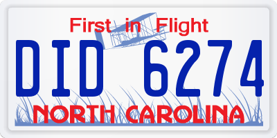 NC license plate DID6274