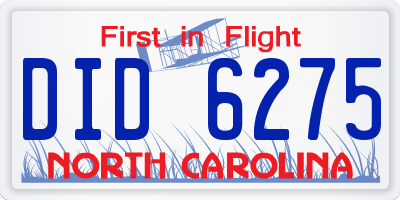 NC license plate DID6275