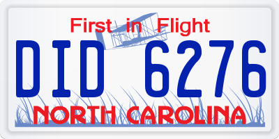 NC license plate DID6276
