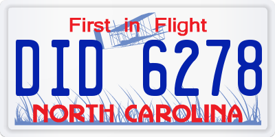 NC license plate DID6278