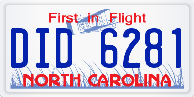 NC license plate DID6281