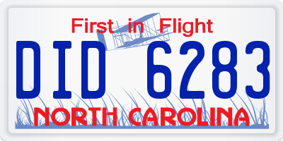 NC license plate DID6283