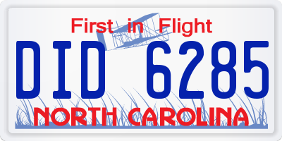 NC license plate DID6285