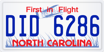 NC license plate DID6286