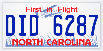 NC license plate DID6287