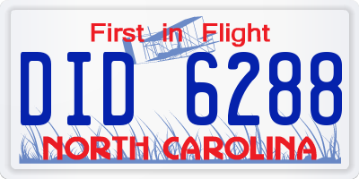 NC license plate DID6288