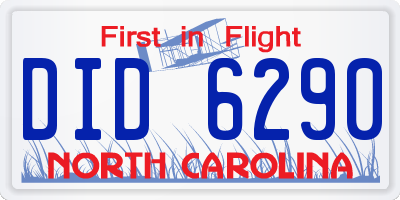NC license plate DID6290