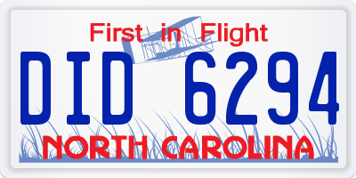 NC license plate DID6294