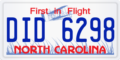 NC license plate DID6298