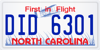 NC license plate DID6301