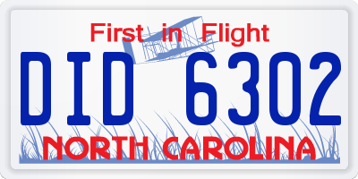 NC license plate DID6302