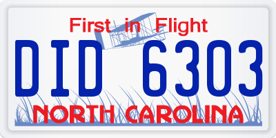 NC license plate DID6303