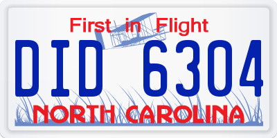 NC license plate DID6304