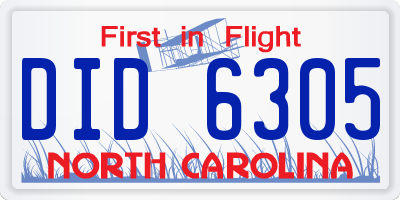 NC license plate DID6305