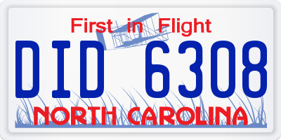 NC license plate DID6308