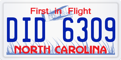 NC license plate DID6309