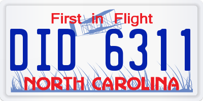 NC license plate DID6311