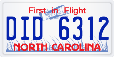 NC license plate DID6312