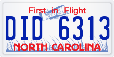 NC license plate DID6313