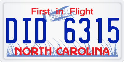 NC license plate DID6315