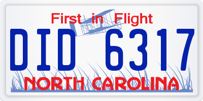 NC license plate DID6317