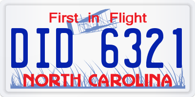 NC license plate DID6321